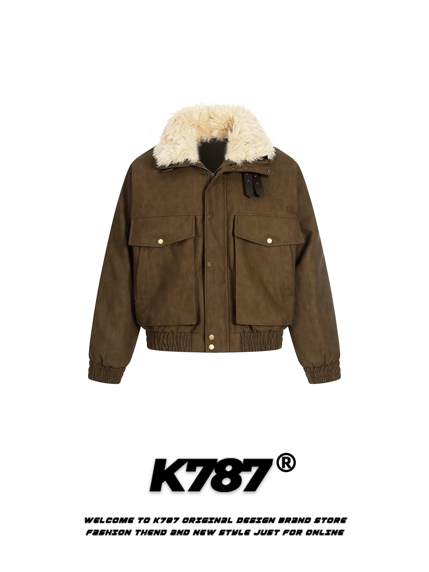 

K787 American Retro Thiened Cotton Jaet with kets for Men And Women Fluffy Collar Warm Cotton Coat Outerwear