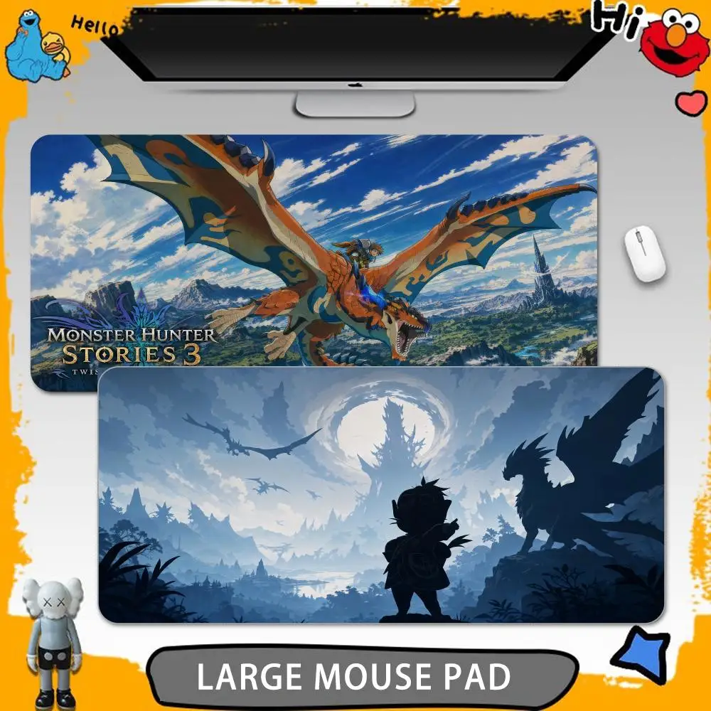 Monster Hunter Stories 3 Twisted Reflection Gamer Keyboard Mat Pads Gaming Desk Protector Laptops Large Mousepad Cartoon Deskmat