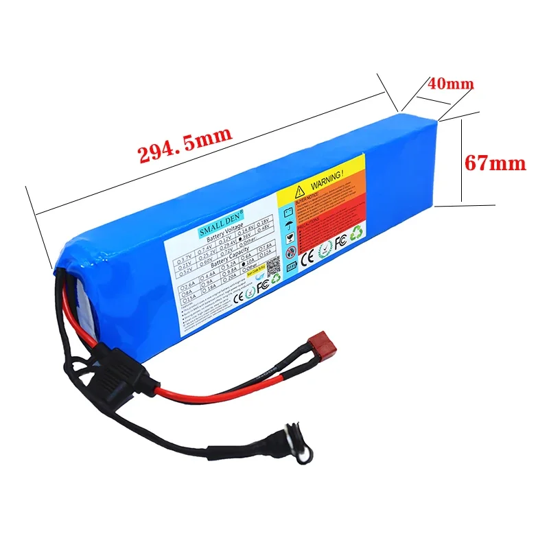 36V 10A lithium battery pack for Spare high-quality batteries, built-in 30A BMS and fuse device 250W-600+ 42V2A DC5.5*21 charger