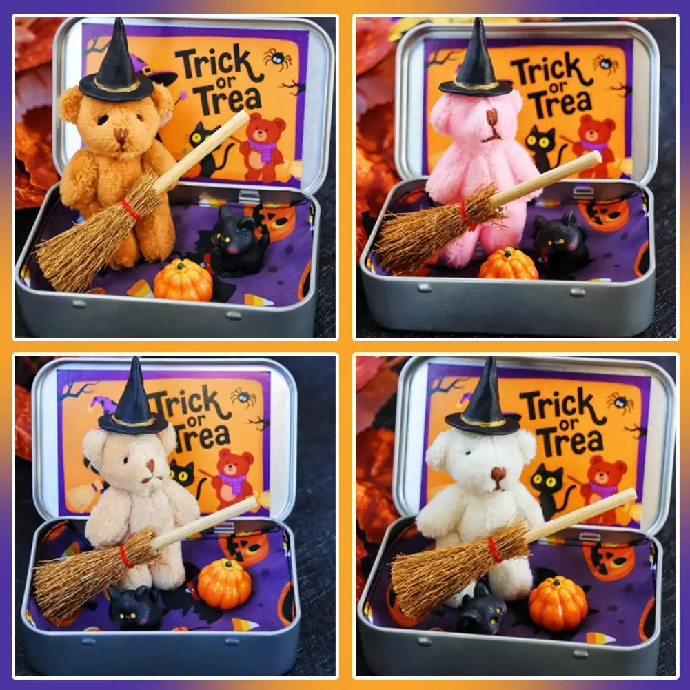 

Cute Bear Box Set Candy Bag Filler Surprise Box With Mini Broom & Pumpkin Toy For Kids Party Gift