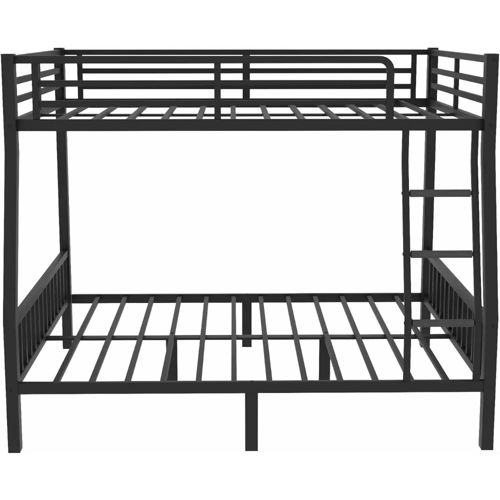 Queen Bunk Beds for Adults, Heavy-Duty Metal Bunk Bed Frame with PVC Rubber Cover Ladders and Full-Length Guardrails for Kids