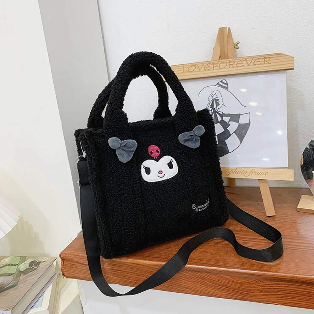 Cinnamorol Kuromi Plush Bags Sanrio Messenger Bags Cartoon Plush Handbags Women\'s Large Capacity Tote Casual All-Match Backpacks