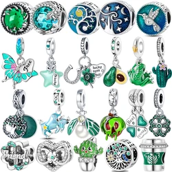 Colgante de plata de ley 925 con forma de rana para mujer, abalorio compatible con pulsera Pandora original, collar, joyería artesanal