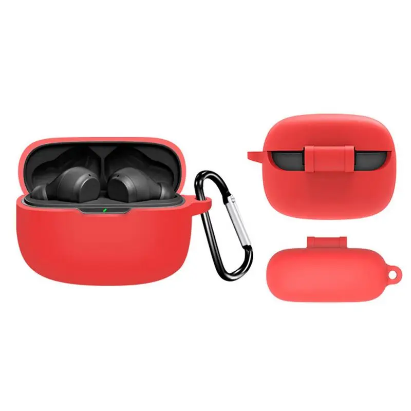 Bluetooth Headset Protection Cases Shockproof Headphones Cover Anti-Drop Protective Silicone Earphone Case With Carabiner