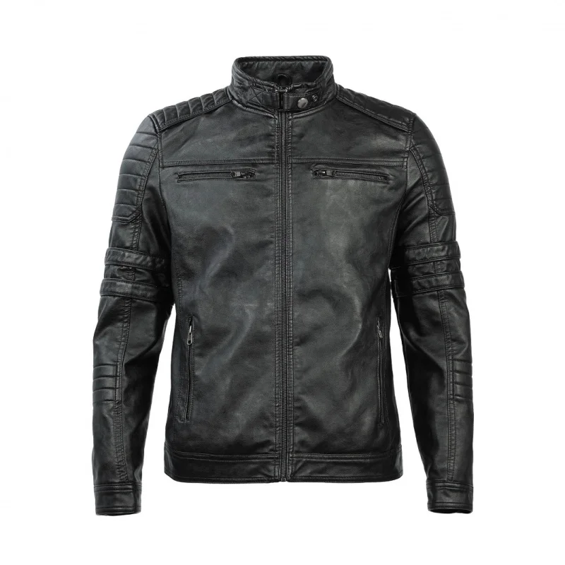 

Осенне-зимний воротник-стойкаPUSlim Fit Leather2025Новогодний мотоциклетный костюм с несколькими молниями, мужской кожаный