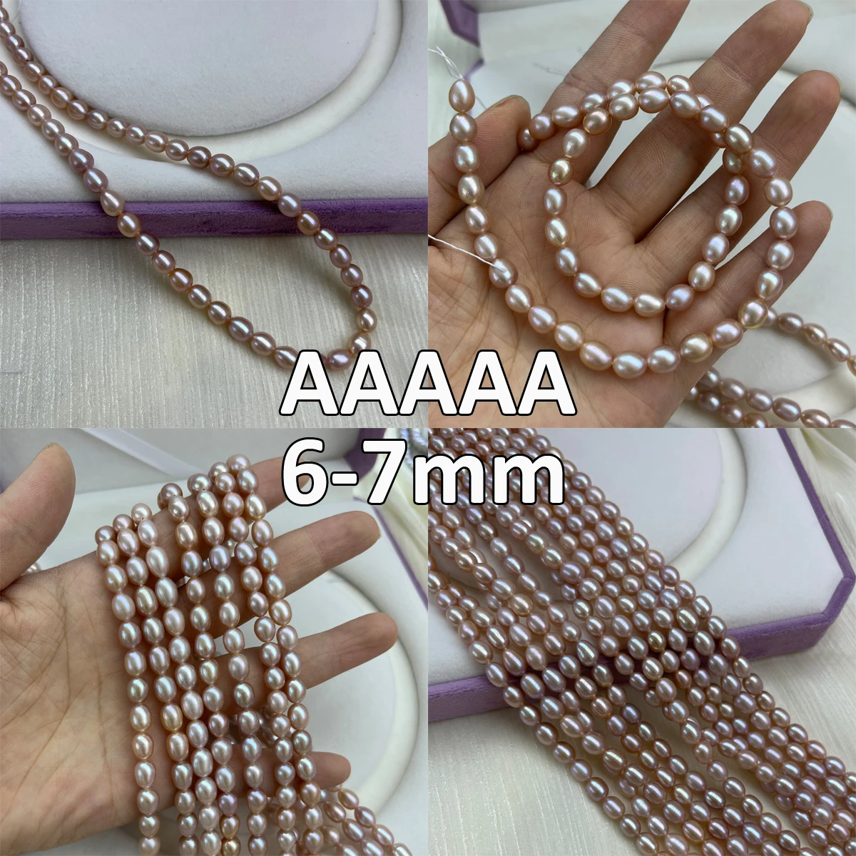 

AAAAA 6-7mm High Quality Pink Rice Shaped Natural Freshwater Pearl Beads for Jewelry Making DIY Necklace Bracelet Accessories