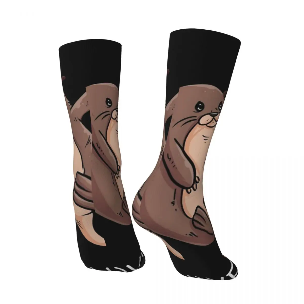 Funny Crazy Compression Sock for Men Lover Hip Hop Harajuku otter Happy Quality Pattern Printed Boys Crew Sock Novelty Gift