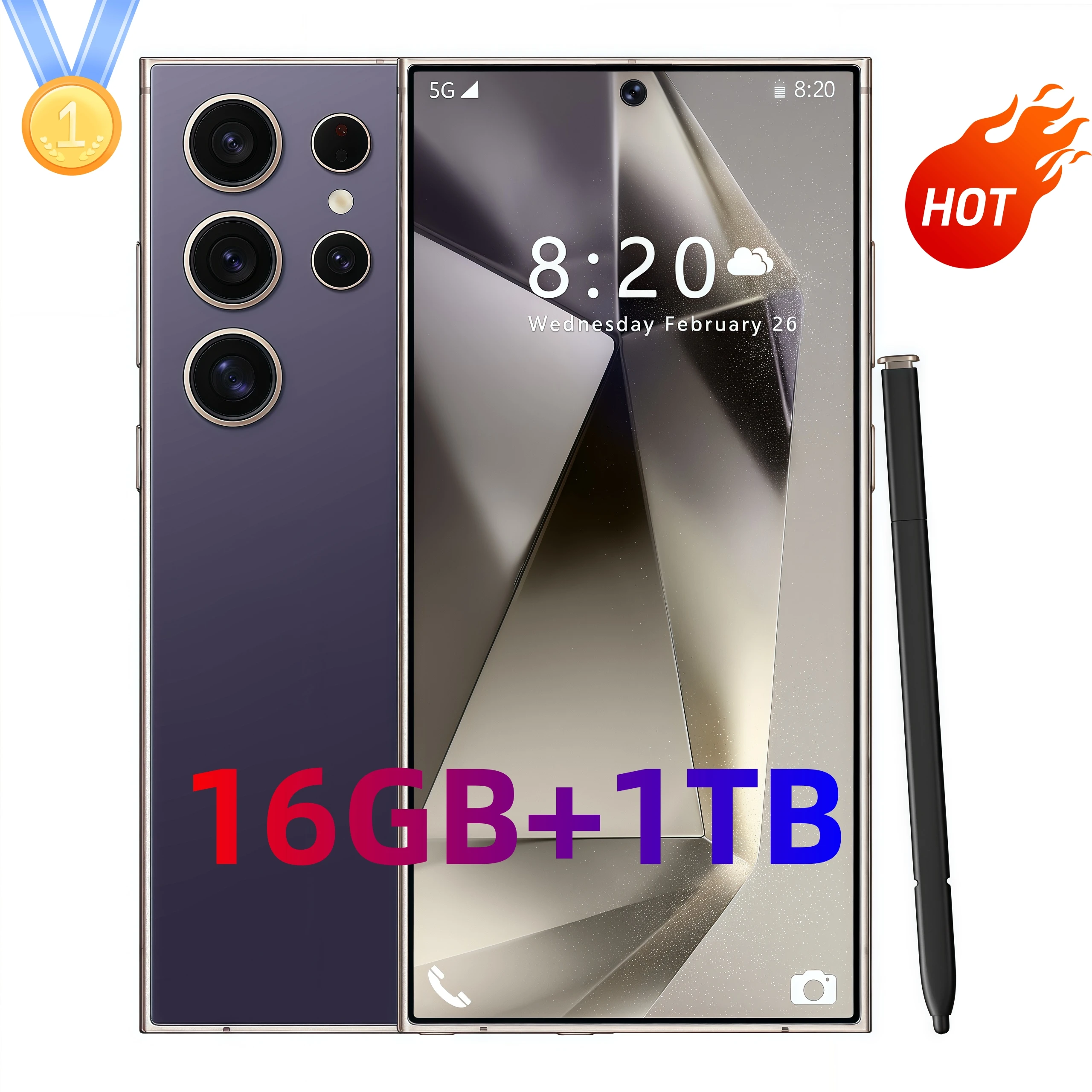 S24 Ultra Original 5G Smartphone 7.3HD CellPhones Dual SIM Android 14 Cell Phone Snapdragon 8 gen Global Version Mobile Phone