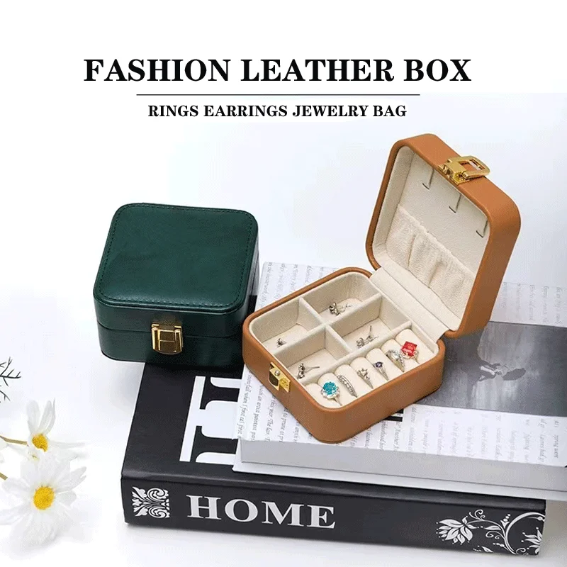 Fashion Leather Jewelry Box Creative Rings Necklaces Earrings Jewelry Cosmetics Gifts Storage Box Easy To Carry