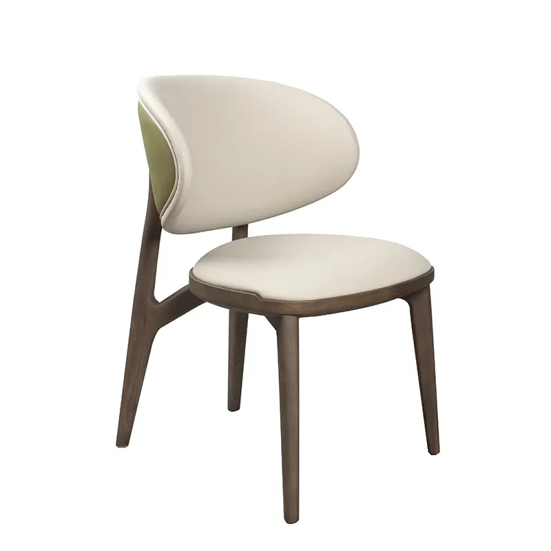 

French Solid Wood Dining Chair Household Back Chair Restaurant Designer Negotiates Leisure Chair Cream Wind Wabi Sand Medieval
