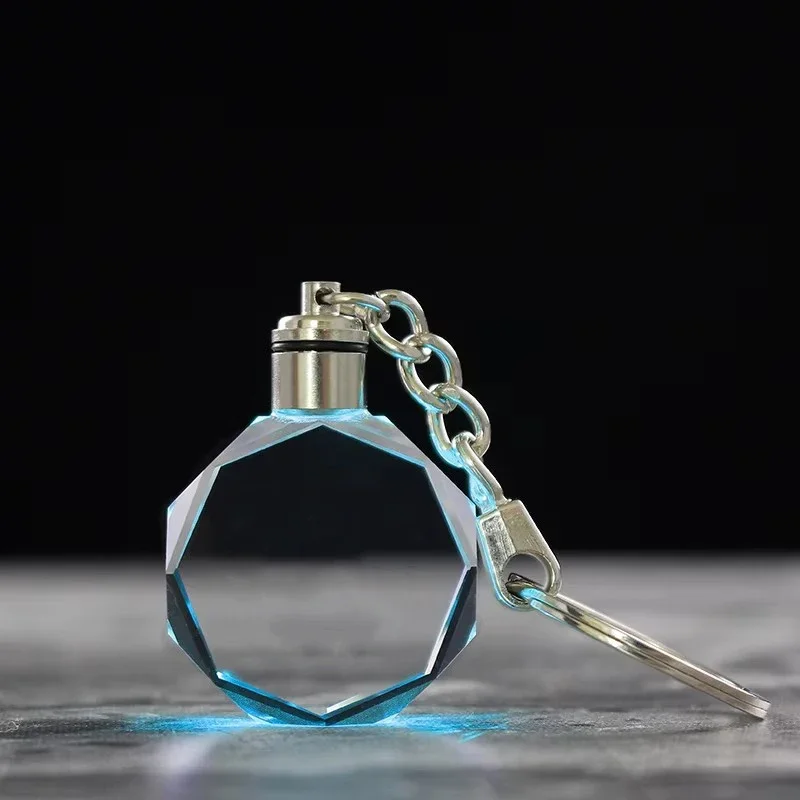 Llaveros Cristal Octogonal K9 Blanco XTOOL, Grabado Láser 3D Caja Regalo Lote 10