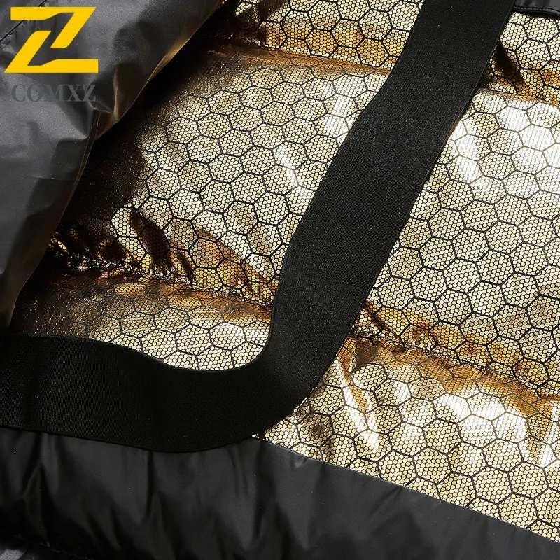 معطف باركر للرجال من COMXZ بلون سادة وغطاء للرأس وخفيف الوزن وخفيف الوزن للتزلج والسفر وسترة شتوية ثلجية عالية الجودة