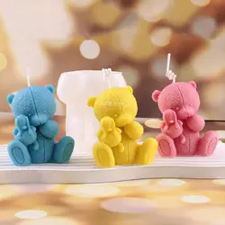 3D Cartoon Bear Silicone Candle Mold Diy Handmade Soap Plaster Ice Cube Baking Mold Birthday Party Wedding Gift Making Mold