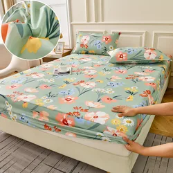 Bonenjoy Fitted Sheet Set Floral Style Bed Cover Pillowcase постельное бельё набор Home Elastic Bedsheet Skin-friendly Bed Linen