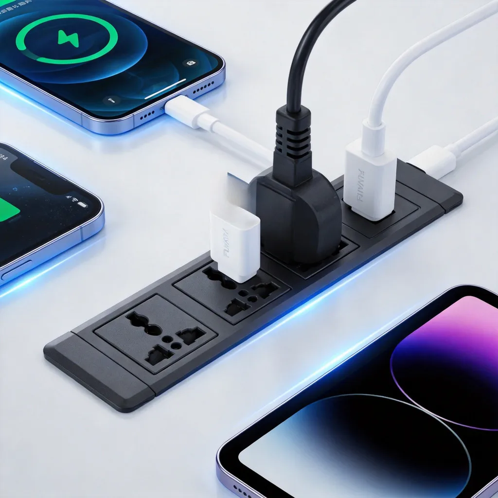 FUNAYA Universal  Embedded Furniture Socket with UK EU US AU Plug Desktop Concealed Extension Built-in Countertop Power Socket