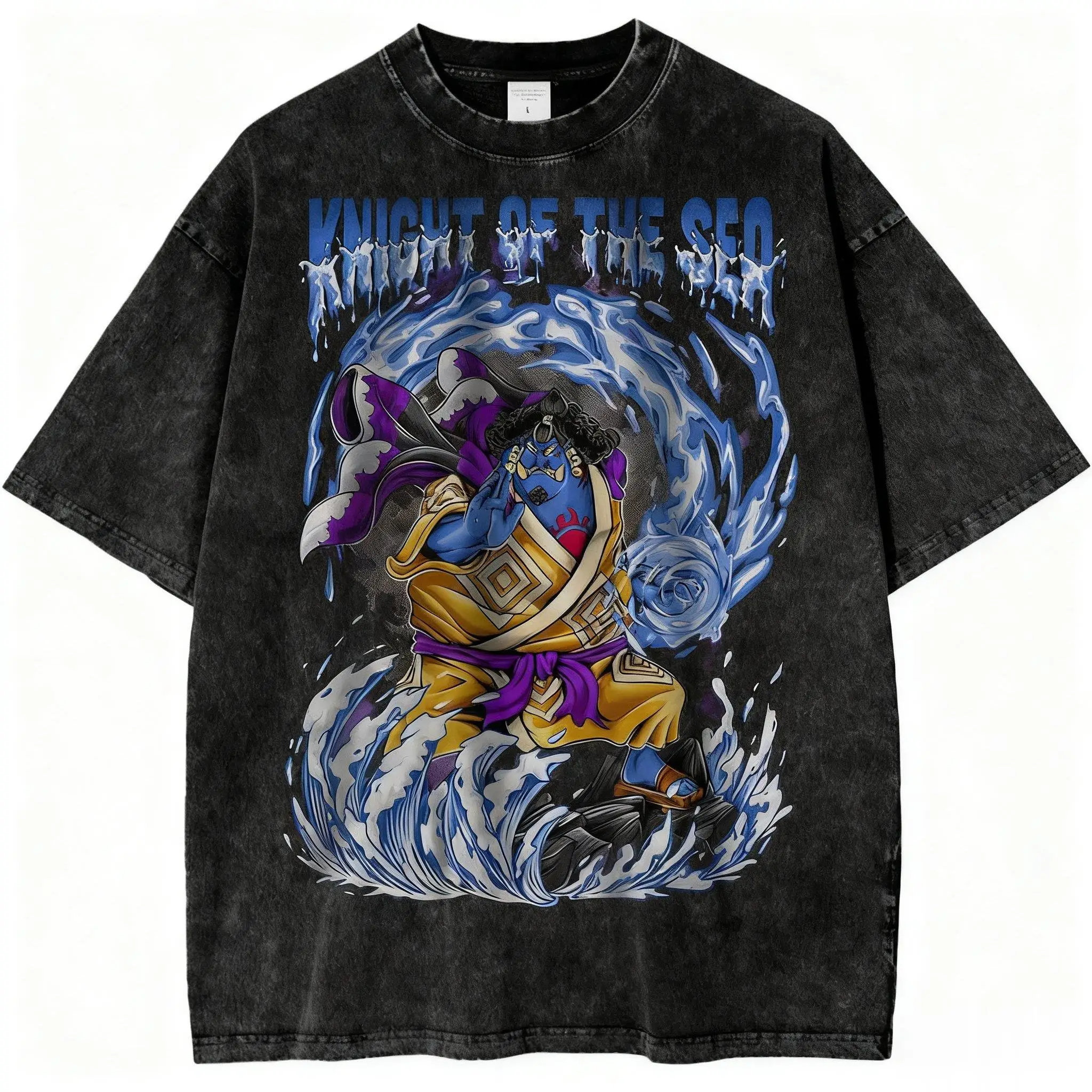 Een Stuk Anime Vintage Gewassen T-shirt Zomer Nieuwe Y2k Kleding Katoen Korte Mouw Casual Tops Japanse Grafische Tee Streetwear