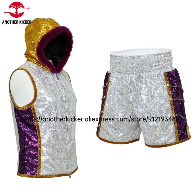 

Боксерские шорты, комплект боксерского платья, шорты для тайского бокса с блестками и куртка для мужчин, женщин и детей, BJJ, ММА, кикбоксинг, тренировочная одежда для соревнований