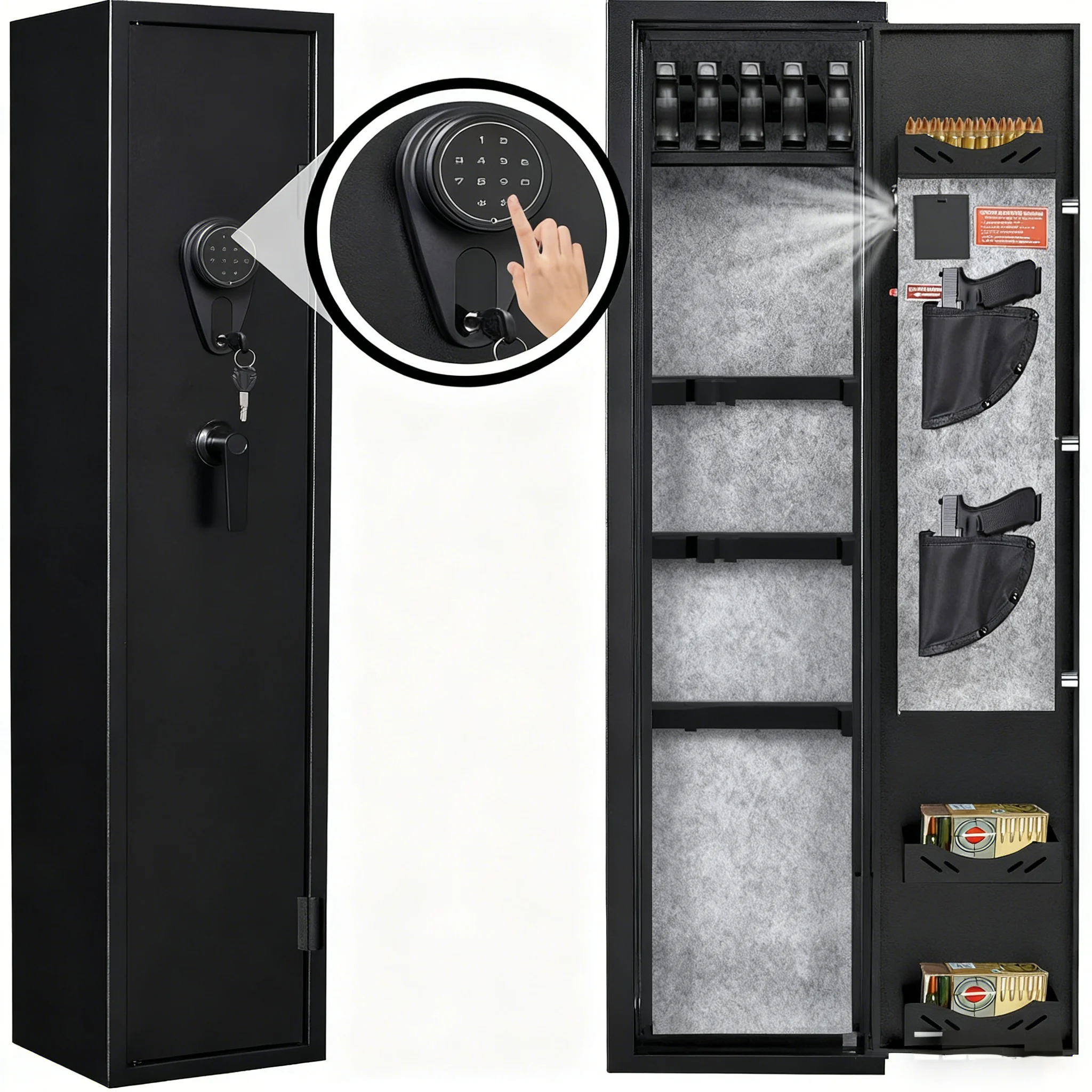 Quick Access Safe 3-5 Gun Capacity | Adjustable Rack, Storage Pockets - High Quality Factory Supply