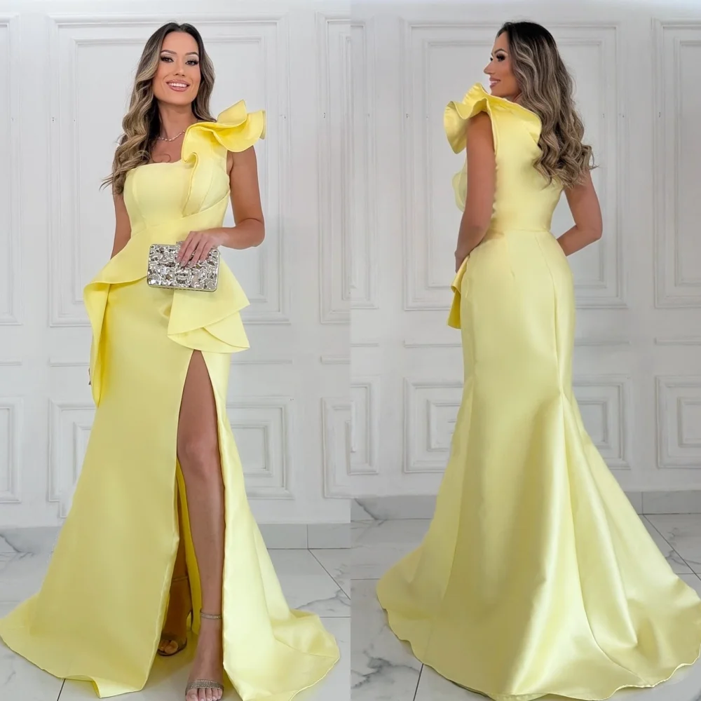 

Customized Fashion Modern Style Jersey Pleat Ruched Mermaid One-shoulder Long Dresses Bespoke Occasion Dresses Exquisite Sexy