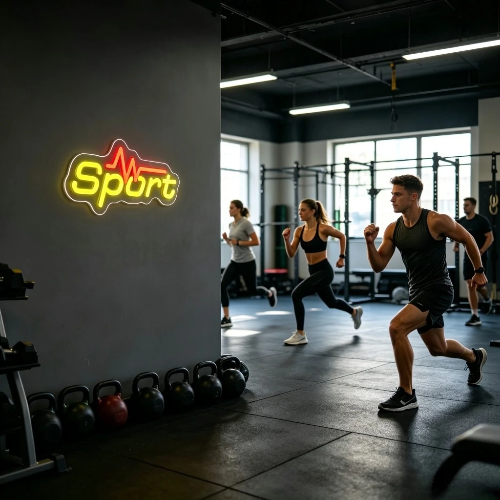 لافتة نيون رياضية بإضاءة LED ق - مراجعة Home Gym Neon Sign وسعره