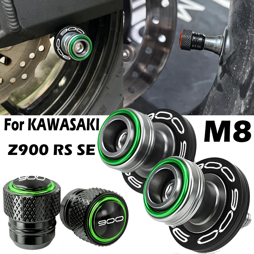 M8 For KAWASAKI Z900 RS SE Z 900 Z900ABS 2017-2024 Motorcycle Accessories Swingarm Spools Slider Stand Screws Tire valve caps