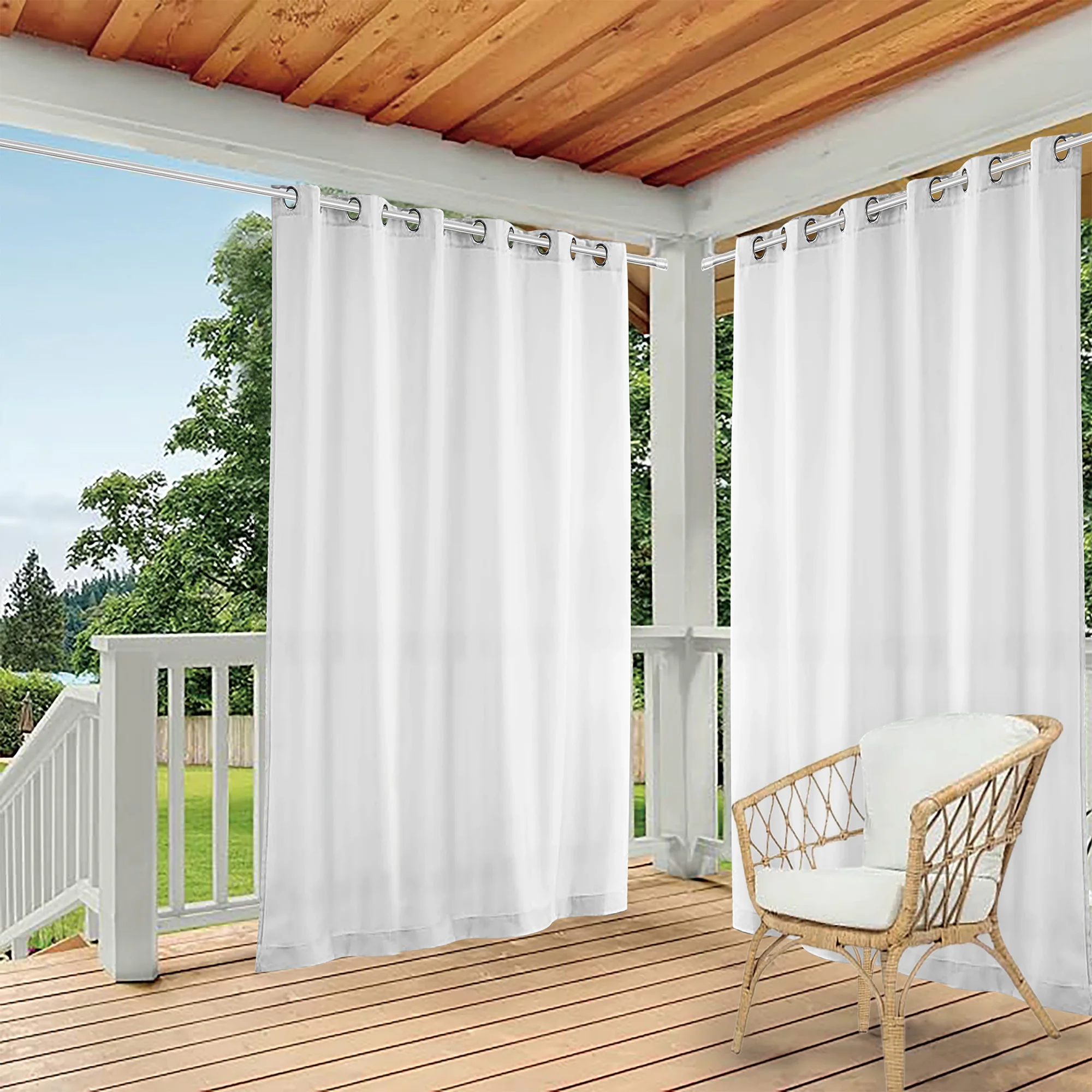 2PCS Outdoor Waterproof Curtains for Patio, Privacy and Weatherproof, UV and Fade Resistant, Suitable for Gazebo, Front Porch