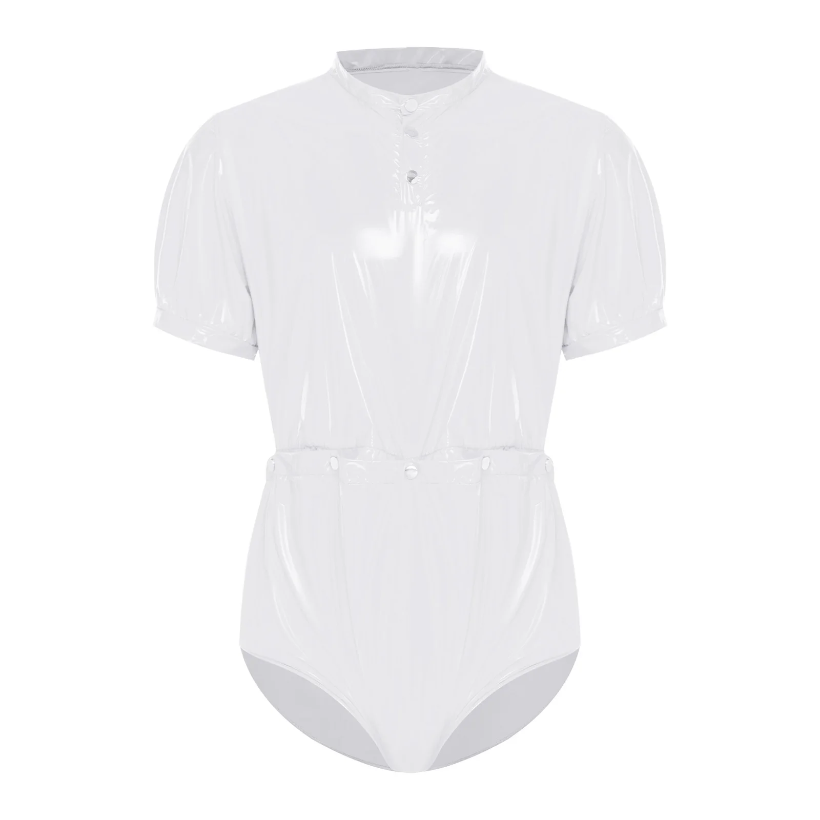 

Men Adaptive Short Sleeve Bodysuit Waterproof Button Waist Detachable Bottom Romper Jumpsuit Diaper Cover for Special Needs Wear