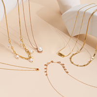 CARLIDANA New French Stainless Steel Star Choker Chain Necklace Women 18K Gold Plated Pearl Pendant Tassel Clover Necklace