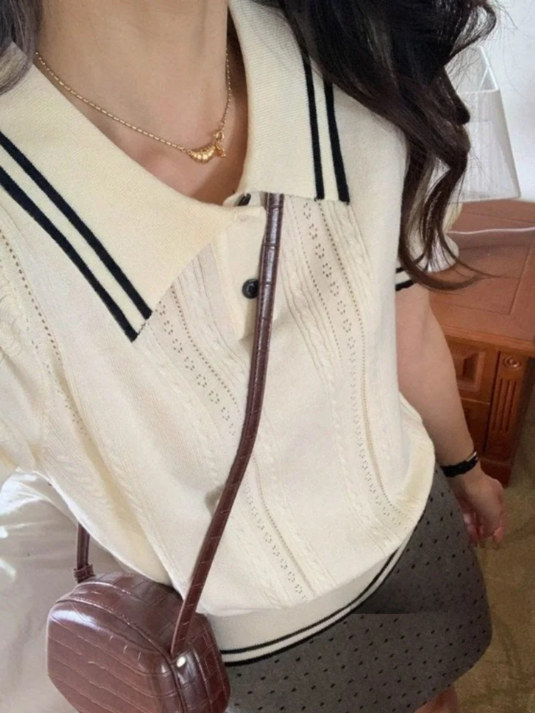 

Женский трикотажный топ Ne Hollow out irt ort Sve oulder Design, повседневный свободный крой, осенний топ стандартной длины