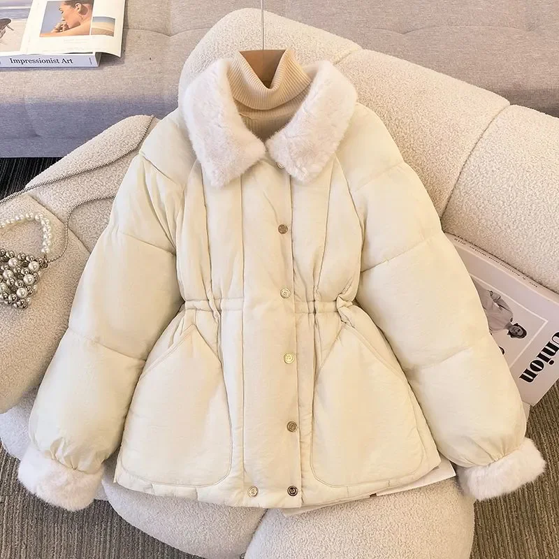 2026 جديد الخريف الشتاء سترات المرأة سترة قطن الكورية صوف الضأن طوق سميكة الدافئة معطف مبطّن الإناث فضفاض أبلى المد T1616