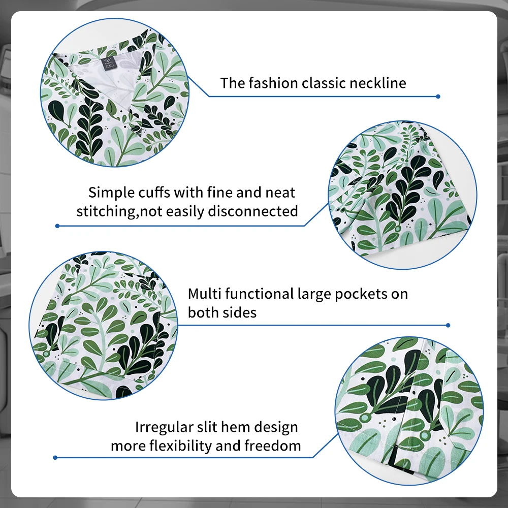 Gros fleur imprimé animal de compagnie médecin costume gommage ensemble femmes médecin dentaire vêtements de travail infirmière gommage ensemble hôpital médical chirurgical uniformes