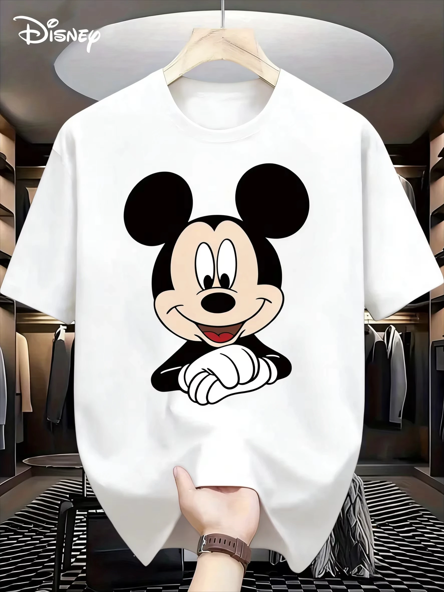 

Футболка с логотипом Disney Mickey, коллаборация с мультфильмом, 2026, мужская, летняя, новый стиль, уличный хип-хоп, модная, повседневная, свободная, Y2K, с коротким рукавом
