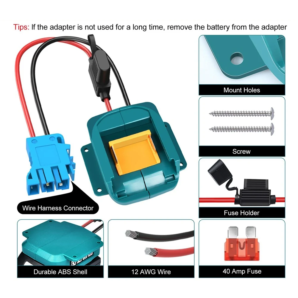 Compatible Power Wheel Adapter for Makita 18V LXT Battery with Wire Harness Connector & Fuse for Peg-Perego 12 Volt Power Wheel