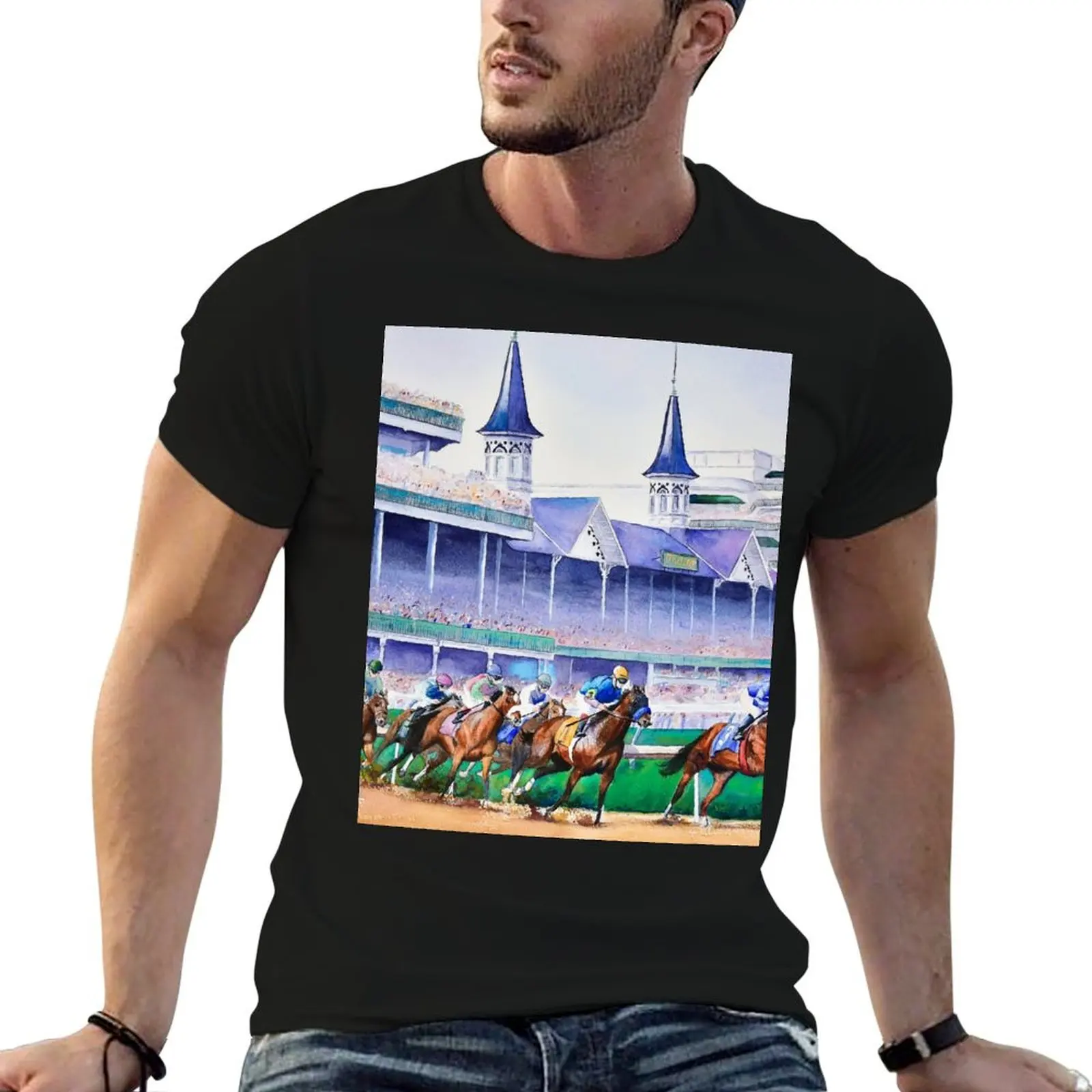 Churchill Downs Race Track T-Shirt man t shirt cotton high quality cotton t shirt man T-Shirt