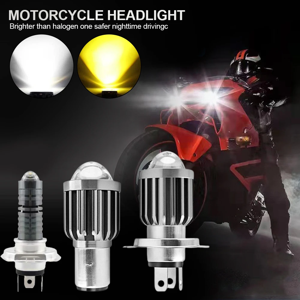 Universal 9V-80V 3000LM Dual Color Headlight Bulbs BA20D H4 H4Mini LED Motorcycle Hight IP68 BA20D Scooter Motobike Head Lamp