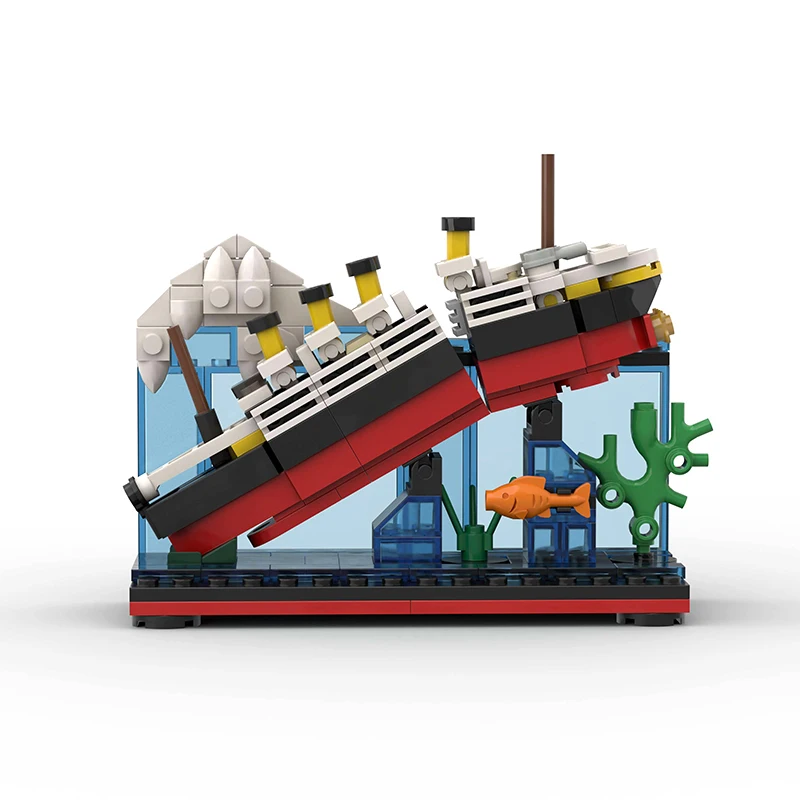 Titanic Break In Half With Case Building Blocks Boat Model Cruise Shipwreck Kits Classic Mini Bricks Kids MOC Creative Toys Gift