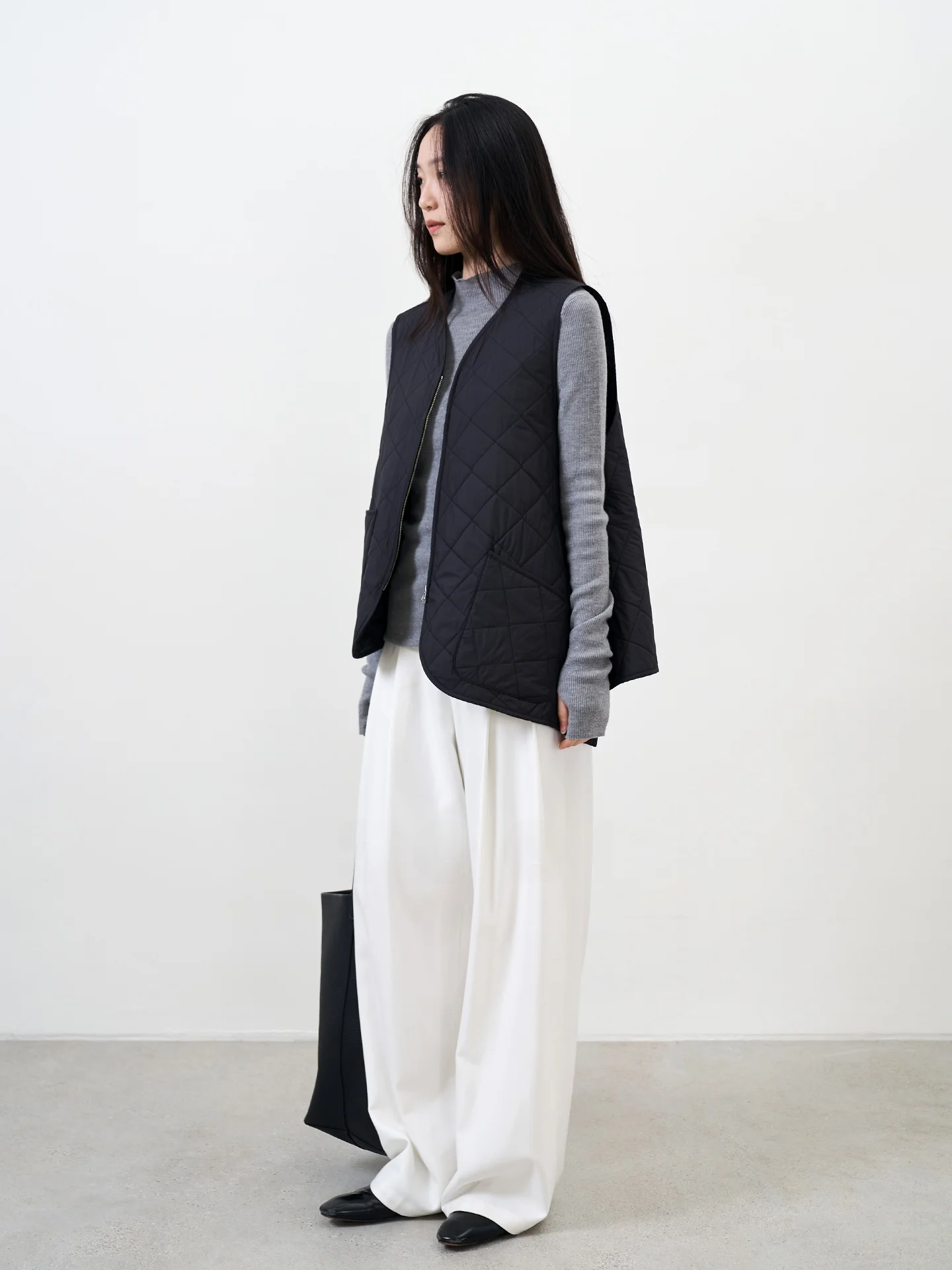 

Women's Wool Filled Cotton Vest Irregular Design V-Ne Warmth Loing Non-Conformist Sle Regular Svel Zipper Closure