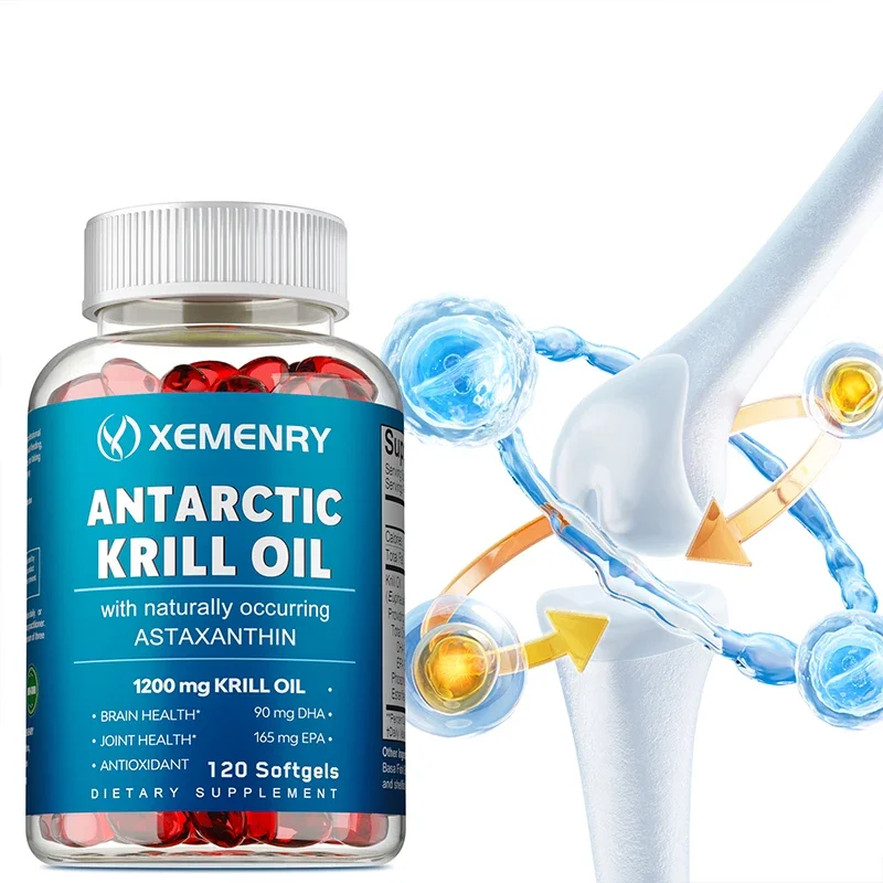 Antarctic Krill Oil Capsules - with Omega-3 EPA, DHA, for Mental Clarity, Memory, Brain Health, Joint & Heart Health