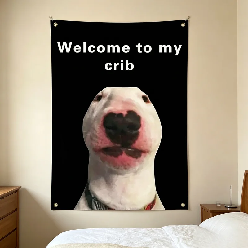 VIKAMA Black Funny Surprised Duck Tapestry Wall Hanging Welcome to My Spot Meme Aesthetic Wall Art College Dorm Bedroom Decor