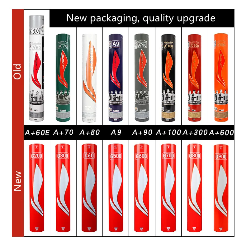 12szt = 1tubes nowe opakowanie! Li Ning pełna gama profesjonalnych gier badminton A + 60-600 G200-900, autentyczne gęsie pióro piłka