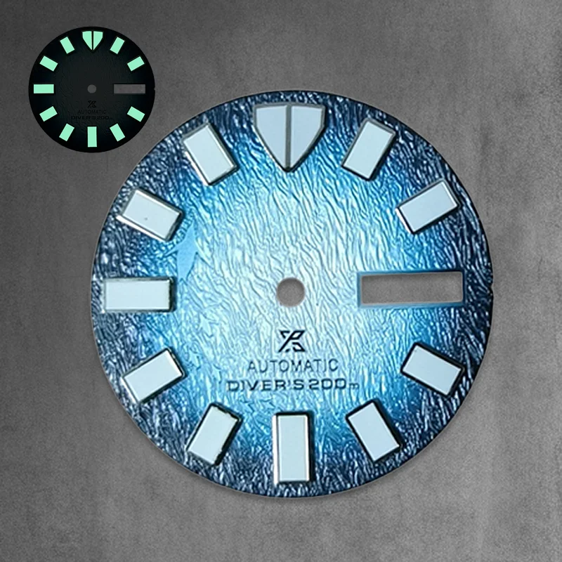 NH36 28.5mm S dial, green luminous, gradient blue abalone 3D pattern modified mechanical watch accessory