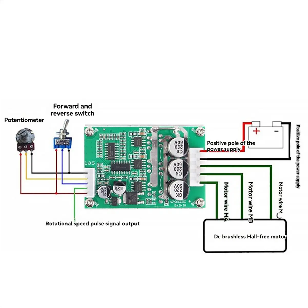 618 Mega Sale-500W15A Brushless Hallless Motor Driver Board DC12-36V Speed Regulation Forward and Reverse High Power Controller