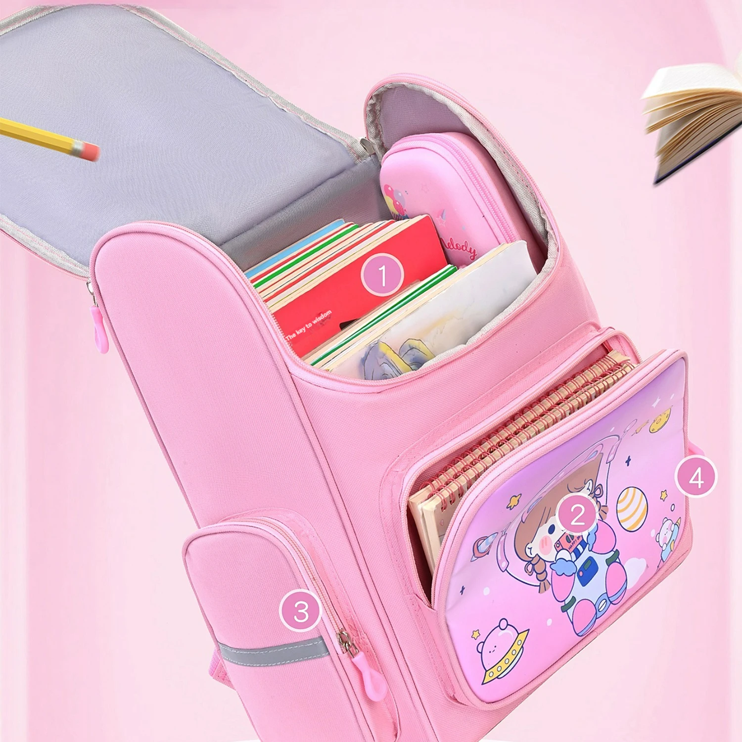 Zaino per studenti delle scuole elementari per bambini, ragazze 1, 2, 3, 4, 5, 6 gradi 6-12 anni, zaino con spalle carino impermeabile