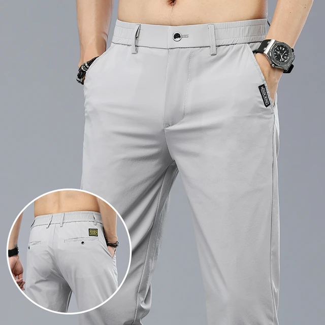 Summer New Stretch Casual Pants Men Thin Soft Fashion Business Elastic Korean Slim Male Clothes Trousers Gray Black Green AliExpress
