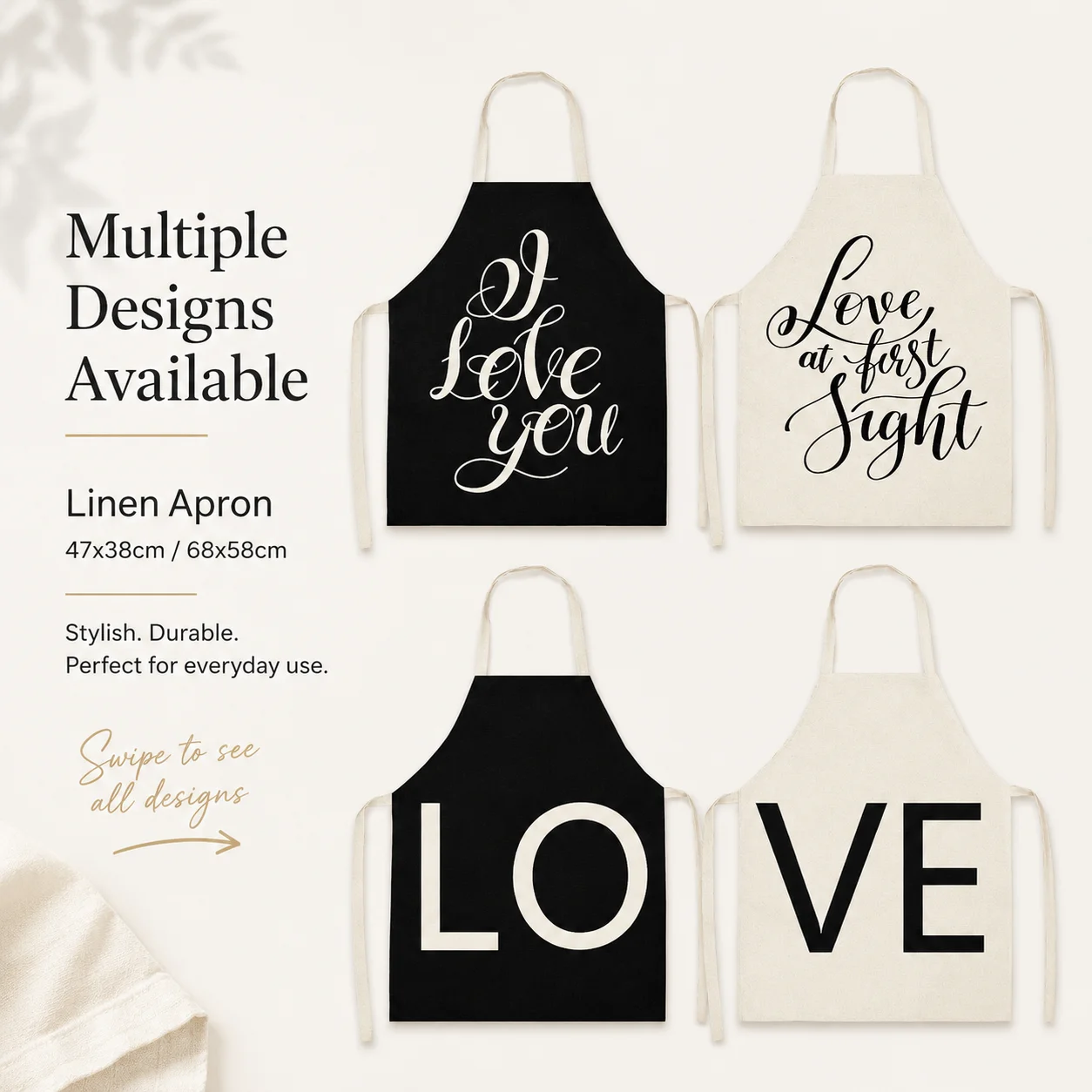 

Romantic Couples Matching Linen Apron Lovers Funny Letter Sleeveless Kitchen Pinafore For Men Women Cooking Baking Cafe Bib