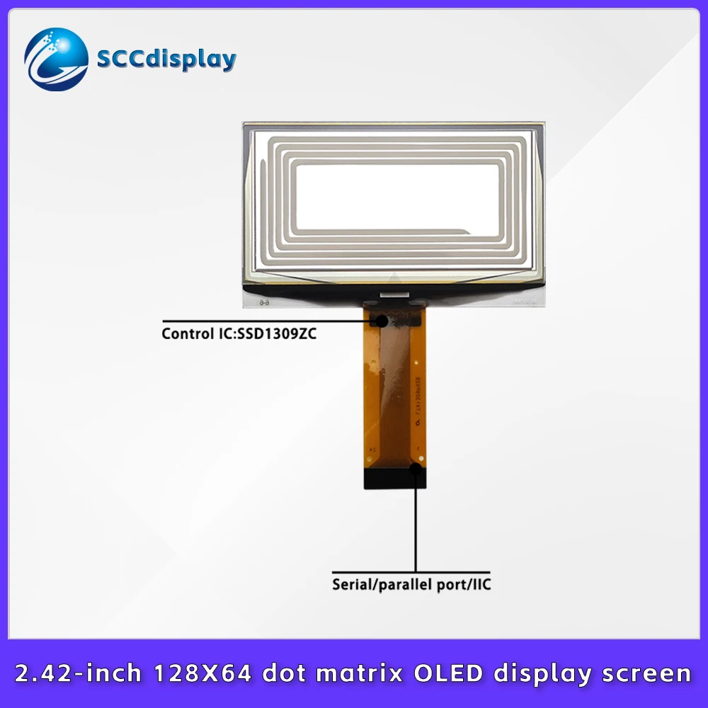 Serial/Parallel/IC Full View OLED 12864 Display SJXDO2420 Monochrome 2.42-inch 128X64 graphic dot matrix LCD Screen SSD1309ZC