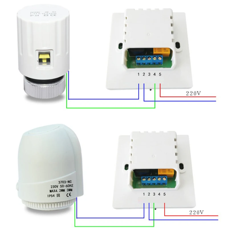 AC 230V NO NC Under Flooring Heating System Water Heating Normally Closed Open Heating Actuator