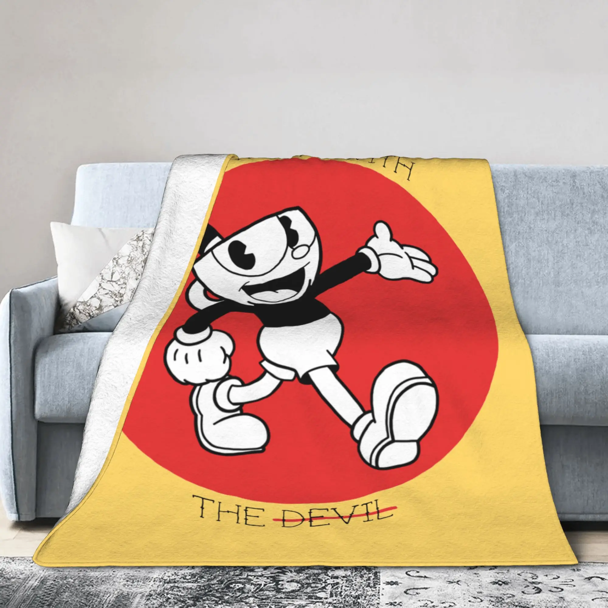 

Одеяла Cuphead Don't Deal with the Devil, плюшевое весеннее одеяло из кораллового флиса Mugman, легкое одеяло для дома, спальни, одеяло