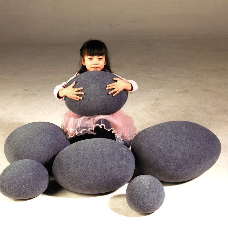 Dorimytrader DIY Natural Cobblestone Cushion 6pcs LOT Huge Plush Emulational Stone Pillow Livingroom Decoration Kids Toy DY61088