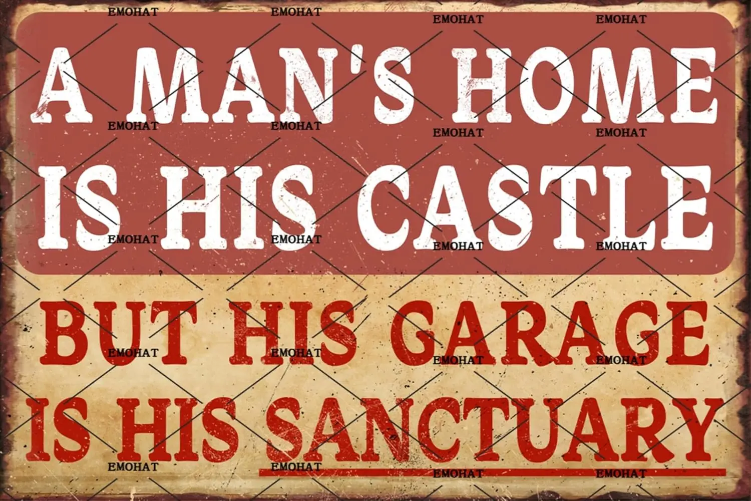 1p, EMOHAT Забавная винтажная металлическая жестяная вывеска «Мальской дом — его замок, но его гараж — его санитуарий», настенный декор, металлическая вывеска Gara 1p, EMOHAT Забавная винтажная металлическая жестяная вывеска «Мальской дом — его замок, но его гараж — его санитуарий», настенный декор, металлическая вывеска Gara